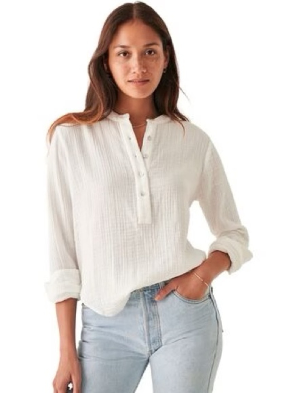 FAHERTY Dream Cotton Collarless Top